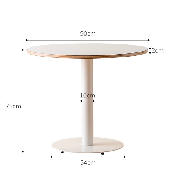 北歐實木餐桌家用小戶型簡約中古白色圓桌咖啡廳圓形洽談桌子