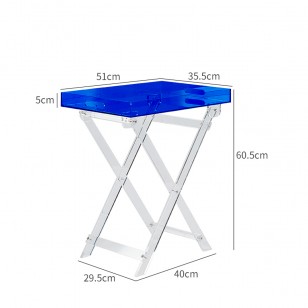 北歐亞克力方桌小桌子家用戶外簡易創意透明置物架折疊桌