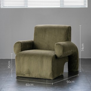 北歐復古燈芯絨梳化椅子單人輕奢靠背臥室休閒椅客廳布藝簡約單椅