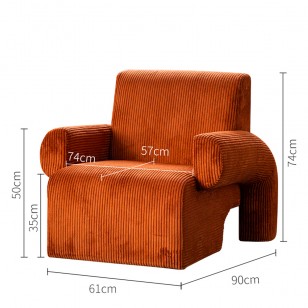 北歐復古燈芯絨梳化椅子單人輕奢靠背臥室休閒椅客廳布藝簡約單椅