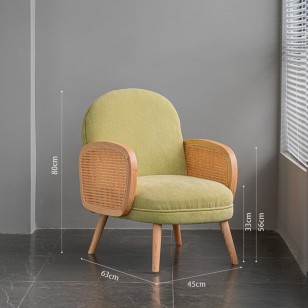 北歐單人梳化椅家用小戶型客廳布藝網紅單椅籐編復古陽台休閒椅子