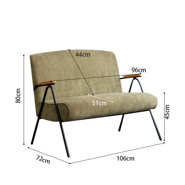 美式複古布藝梳化椅家用小戶型客廳簡約雙人靠背座椅陽台休閑椅子