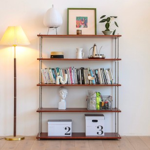 北歐兒童書架落地辦公室鐵藝置物架家用客廳現代簡約實木靠牆書櫃