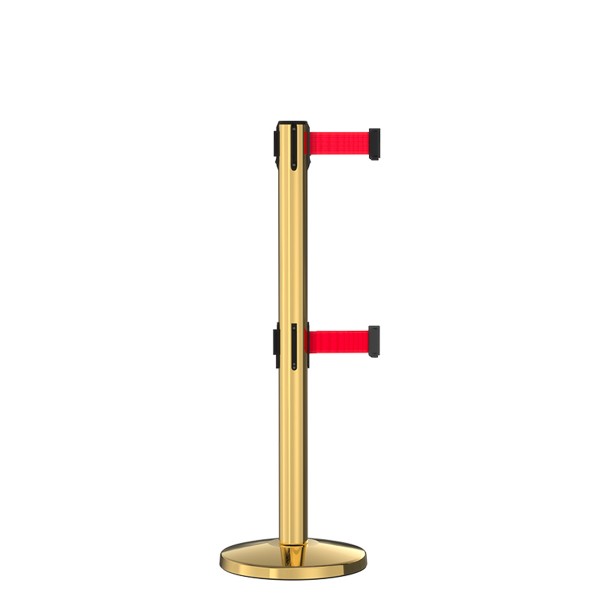 欄杆警戒線警示柱雙節隔離帶伸縮帶-金色款