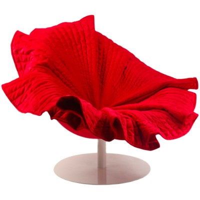 綻放簡易扶手椅/簡約現代布藝單人梳化椅