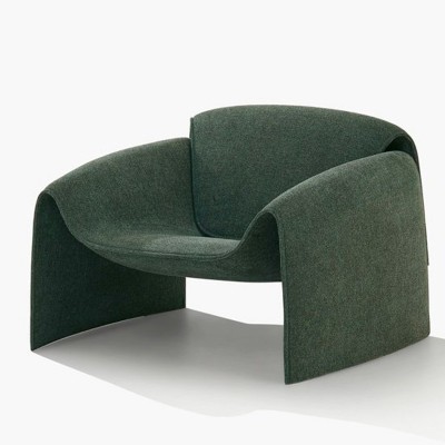 俱樂部扶手椅簡約布藝單人梳化椅現代皮藝休閑椅