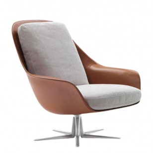 斯韋瓦扶手椅簡約設計皮布梳化椅現代金屬休閑椅