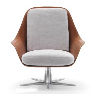 斯韋瓦扶手椅簡約設計皮布梳化椅現代金屬休閑椅