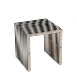 卡萊爾長凳簡約現代不鏽鋼矮凳正方形凳子玻璃餐桌