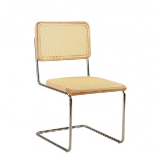 中古風不鏽鋼管餐椅簡約實木編藤椅子