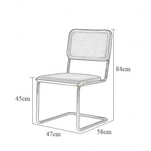 中古風不鏽鋼管餐椅簡約實木編藤椅子