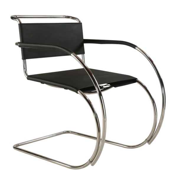 先生彎扶手椅/簡約不鏽鋼管餐椅現代加厚皮革中古風椅