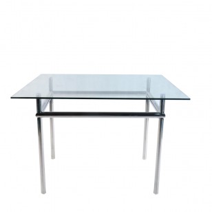 中古風不鏽鋼玻璃餐桌簡約現代金屬長方形板面8人飯桌