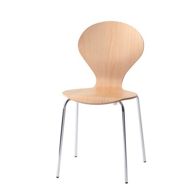 郎多椅簡約現代金屬鋼腳實木彎板曲木餐椅子