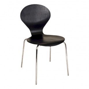 郎多椅簡約現代金屬鋼腳實木彎板曲木餐椅子