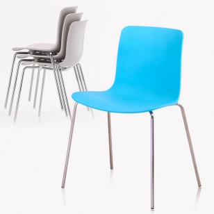 哈爾堆疊鋼腳餐椅簡約設計師洽談椅