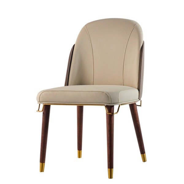 融光椅實木餐椅輕奢金圈椅簡約現代皮藝椅子