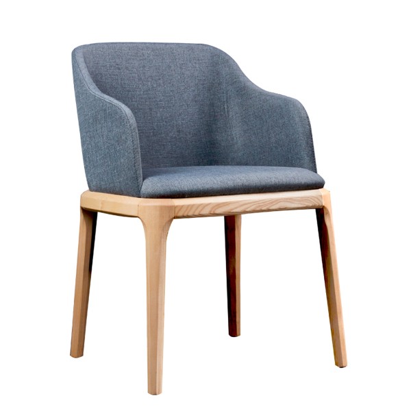 格蕾斯扶手餐椅簡約現代實木皮藝布藝椅子