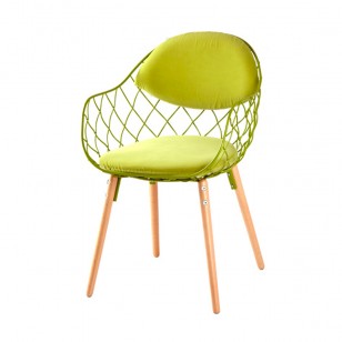 皮納椅北歐設計師實木腳鐵藝軟墊靠背扶手餐椅
