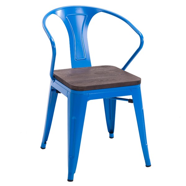 托利克斯彎扶手椅簡約鐵藝金屬餐椅可疊放