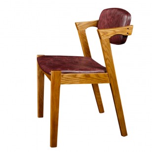 簡約實木布藝扶手餐椅子