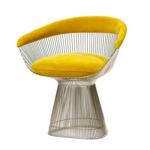 普拉特納餐椅簡約現代創意不鏽鋼鐵藝軟包椅