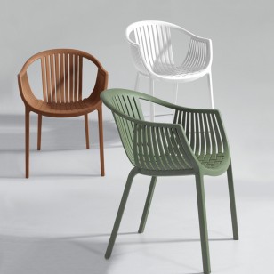 塔塔米椅/簡約塑料彩色扶手餐椅/現代工程洽談椅