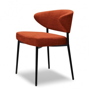 米爾斯餐椅/簡約布藝帶扶手椅現代設計皮藝單人靠背椅