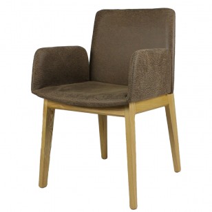 阿瓦扶手椅簡約實木餐椅/現代皮藝椅