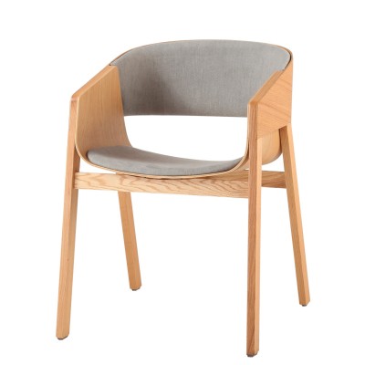 梅拉诺扶手椅/简约实木弯板餐椅现代餐厅软包椅子