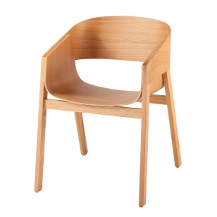 梅拉诺扶手椅/简约实木弯板餐椅现代餐厅软包椅子