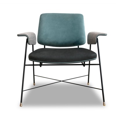 簡約皮布靠背椅子現代金屬休閑椅