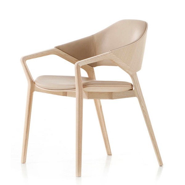 愛可椅簡約實木餐椅/現代皮藝扶手椅