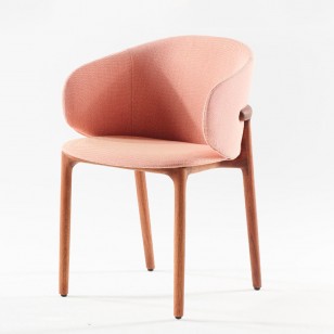 梅拉椅/簡約布藝餐椅北歐實木椅子現代軟包椅