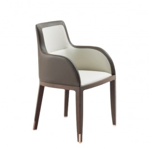 德卡扶手椅/設計師簡約現代實木皮革軟包皮藝餐椅子