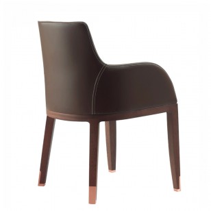 德卡扶手椅/設計師簡約現代實木皮革軟包皮藝餐椅子