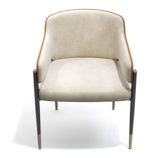 朱麗葉椅簡約現代實木腳皮布扶手餐椅子