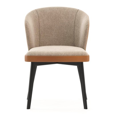 耐莉椅簡約現代實木皮藝軟包扶手餐椅