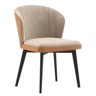耐莉椅簡約現代實木皮藝軟包扶手餐椅