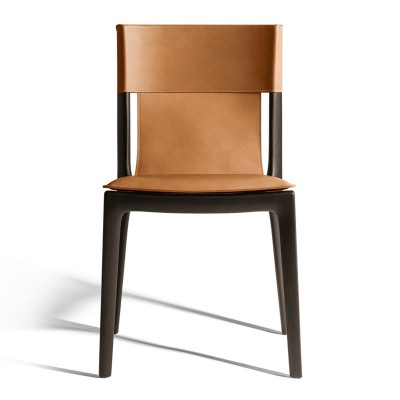 伊莎多拉椅簡約現代馬鞍皮革設計師實木軟包餐椅子