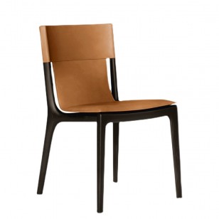 伊莎多拉椅簡約現代馬鞍皮革設計師實木軟包餐椅子