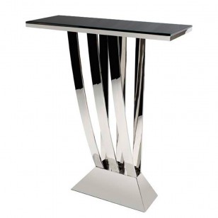 比奧德科玄關台輕奢不鏽鋼金屬鋼化玻璃桌