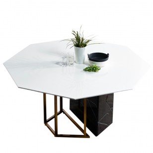 普林圖菱形桌/輕奢八邊形餐桌/現代大理石桌