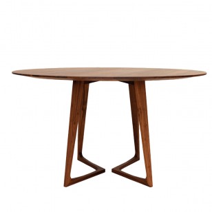 扭曲桌/簡約實木圓形餐桌北歐餐廳飯桌異形腳桌