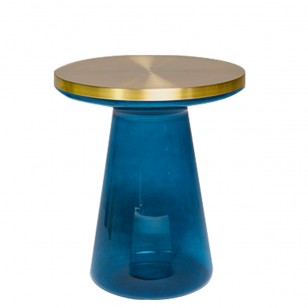 尤諾茶幾彩色圓形玻璃邊幾角幾設計師簡約現代儲物幾桌