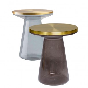 尤諾茶幾彩色圓形玻璃邊幾角幾設計師簡約現代儲物幾桌