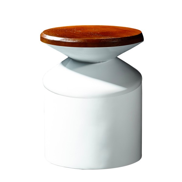 格里芬邊幾簡約創意玻璃鋼圓形矮凳實木咖啡幾