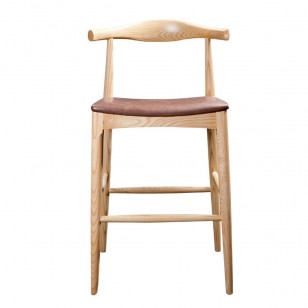 Cow Horn Bar Chair牛角吧椅/簡約現代實木皮藝酒吧椅高腳吧凳