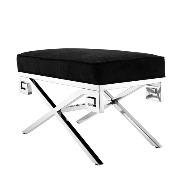 Okura Stool大倉凳輕奢布藝梳妝凳/設計師簡約現代不鏽鋼軟包矮凳