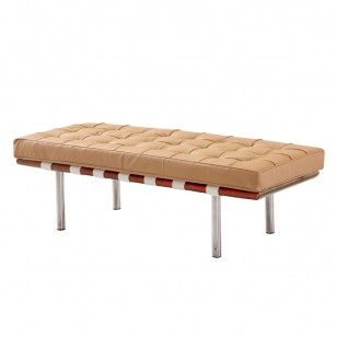 巴塞羅那凳/簡約現代皮藝梳化凳設計師實木真皮床尾矮凳
